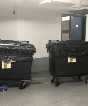 Easy movement of a train of garbage cans with the DM range load transporter